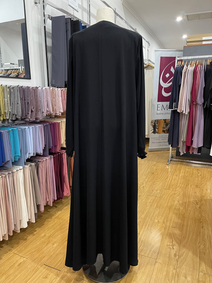Front Zipped Abaya - Black