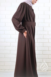Classic Buttoned Dress - Dark Brown