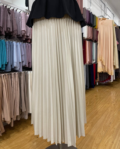 Metallic Pleated Skirt - Cream