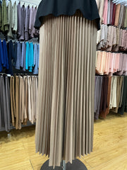 Metallic Pleated Skirt - Latte