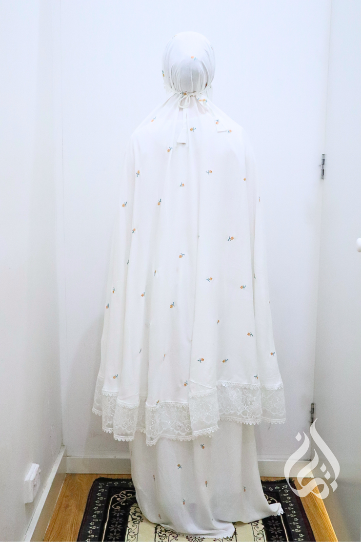 Cotton Prayer Outfit - Yellow Tulip Embroidery