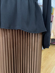 Metallic Pleated Skirt - Toffee