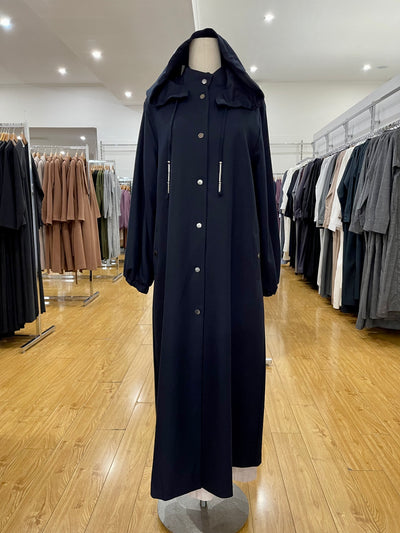 Long Trench Coat - Navy Blue