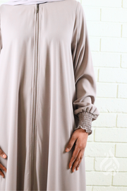 Front Zipped Abaya - Light Mocha