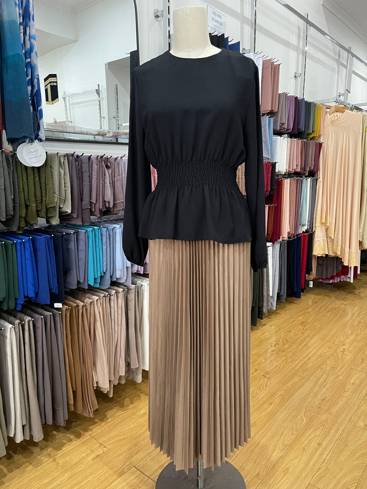 Metallic Pleated Skirt - Latte