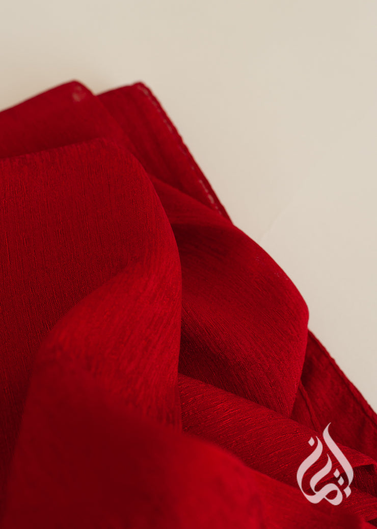 Silky Metalic Scarf - Scarlet Red