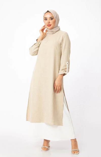 Two-piece Tunic Dress - Beige