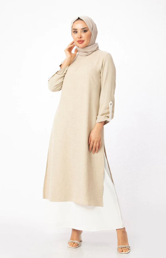 Two-piece Tunic Dress - Beige