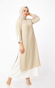 Two-piece Tunic Dress - Beige