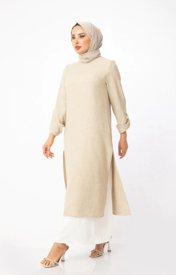 Two-piece Tunic Dress - Beige