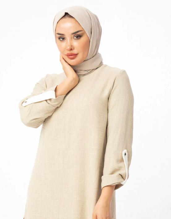 Two-piece Tunic Dress - Beige