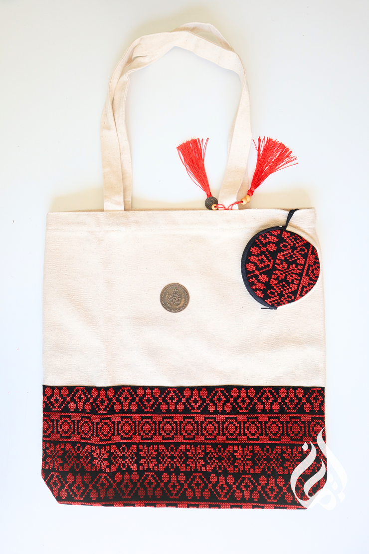 West Bank Tote Bag with Tatreez - Cream