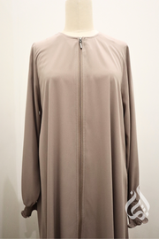 Front Zipped Abaya - Light Mocha