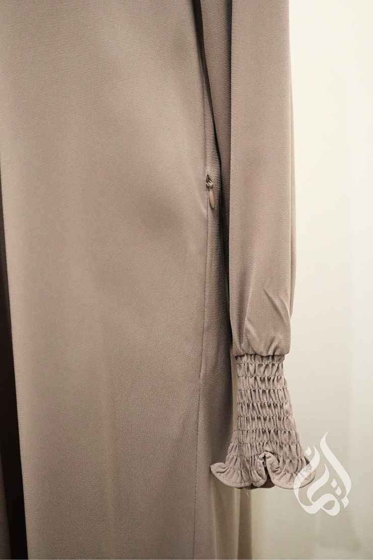 Front Zipped Abaya - Light Mocha