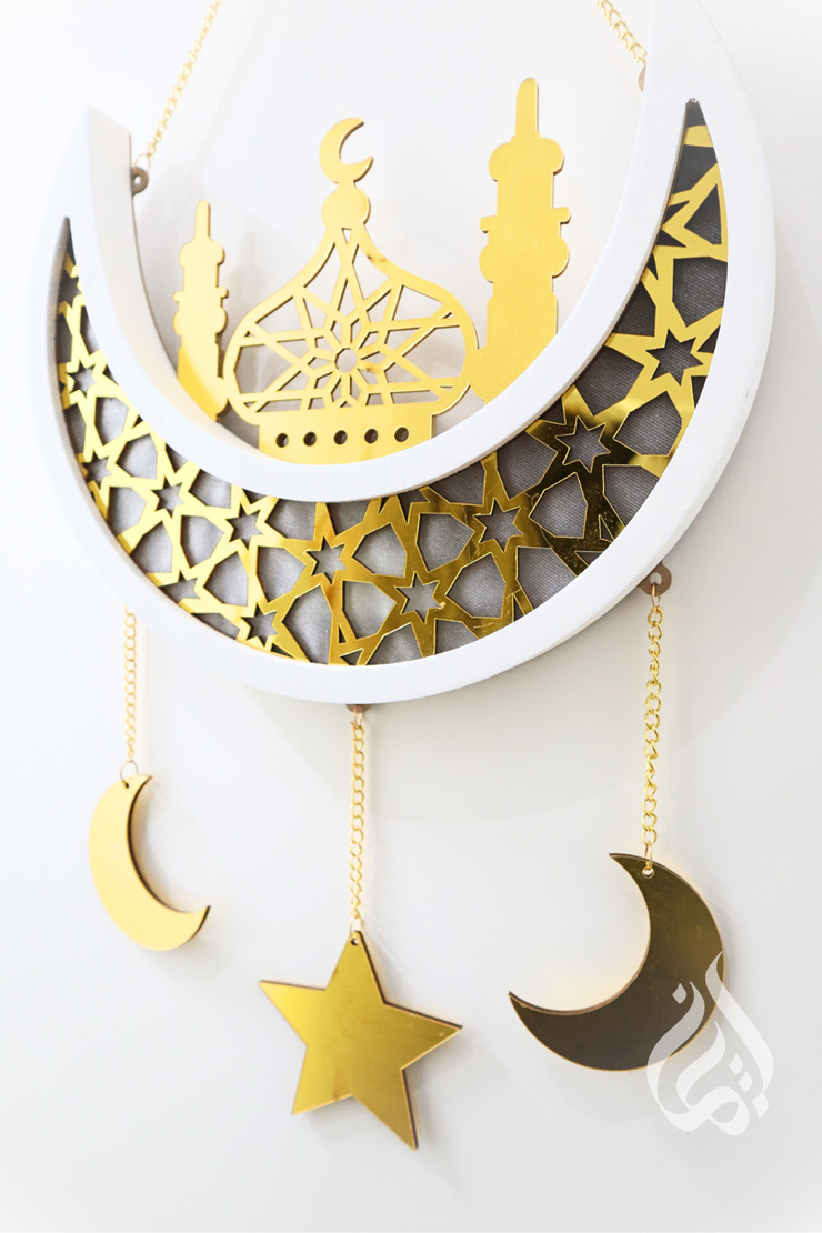 Wooden Crescent Hanging Decor