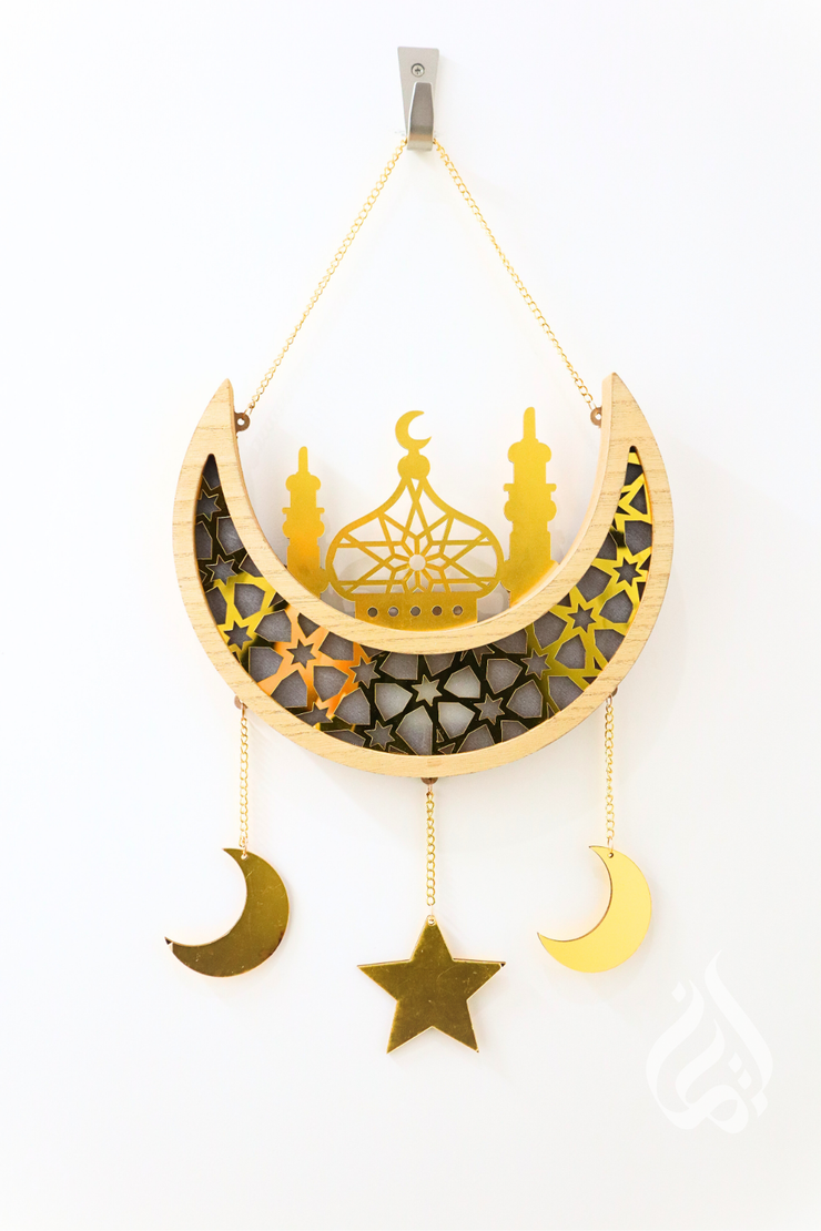 Wooden Crescent Hanging Decor