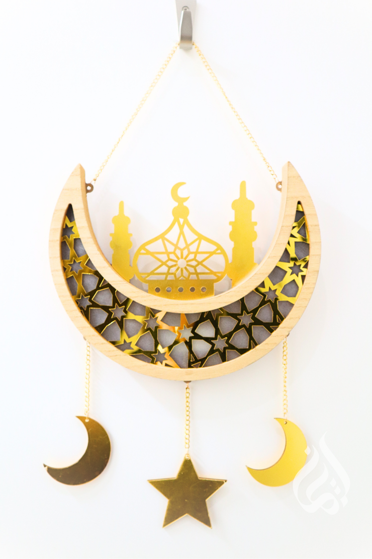 Wooden Crescent Hanging Decor