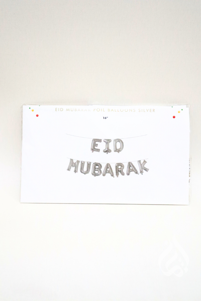 Reusable Eid Mubarak Foil Balloon Bunting - Silver