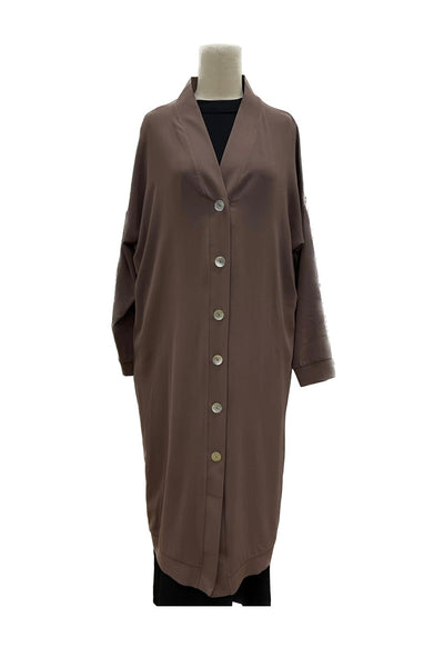 Cardigan with Shell Button - Mocha