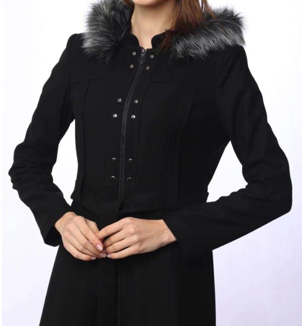 Longline Coat Zipped - Black