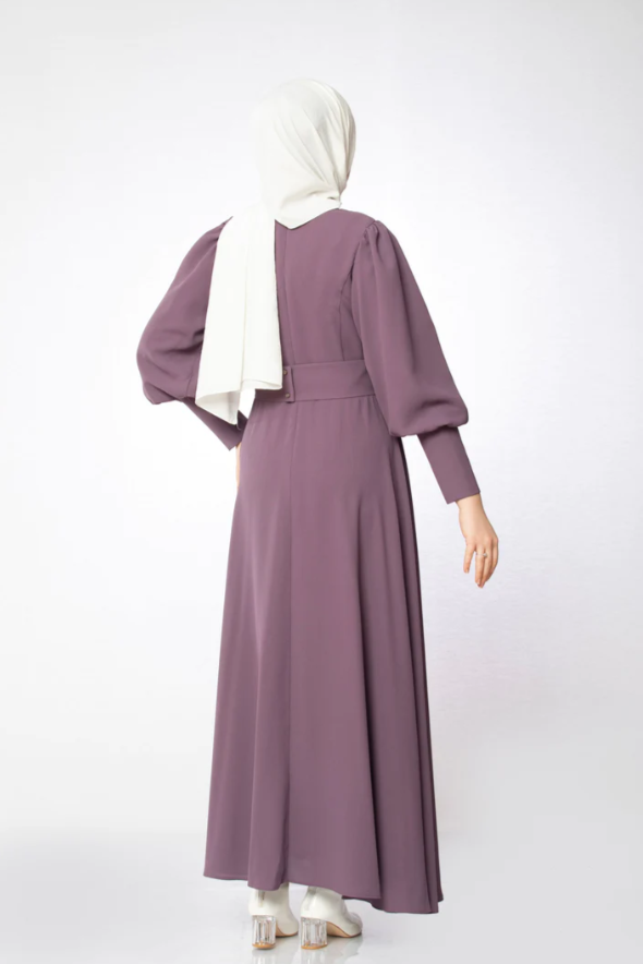 Billow Sleeved Dress - Purple