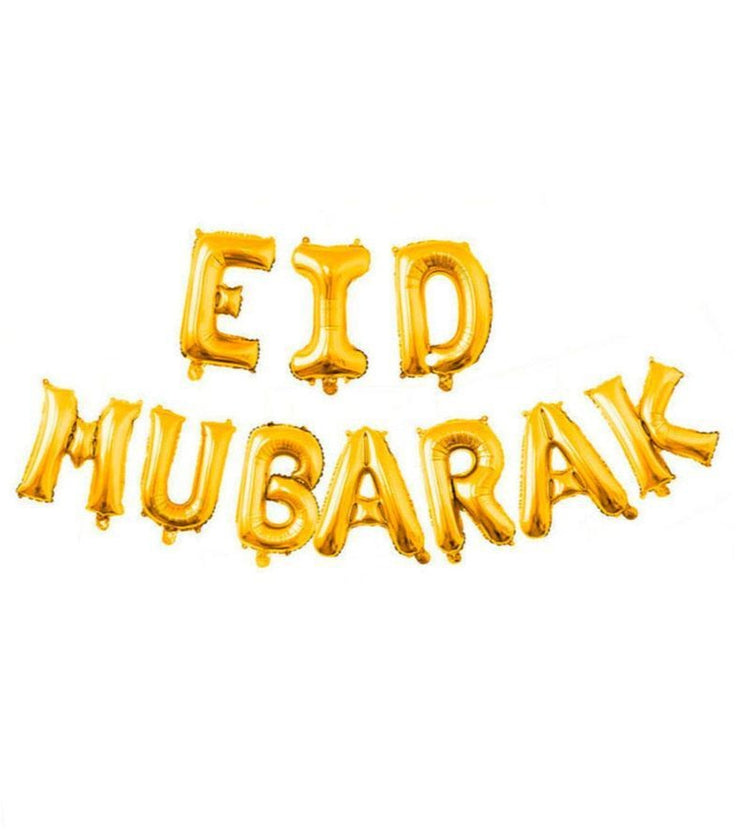 Reusable Eid Mubarak Foil Balloon Bunting - Gold