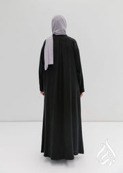 Classic Zipped Abaya - Charred Black