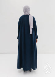 Pleat Zipped Abaya - Dawn Navy